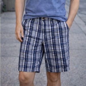 Men's Navy Checkered Shorts Size 34